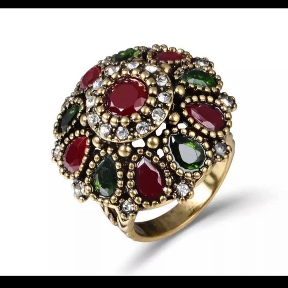 🍀3pcs Vintage Style Turkish Jewelry Set include Necklace Earring Ring(8) - Picture 5 of 6